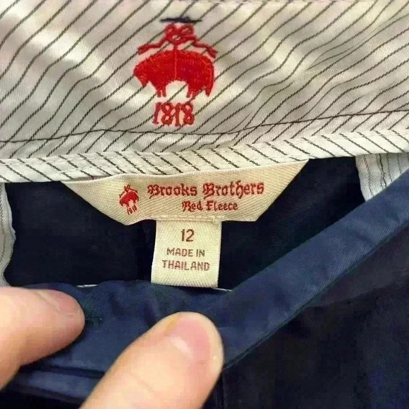 BROOKS BROTHERS Sz 12 100% Cotton Blue Cropped Pants Pleated - Picture 3 of 4